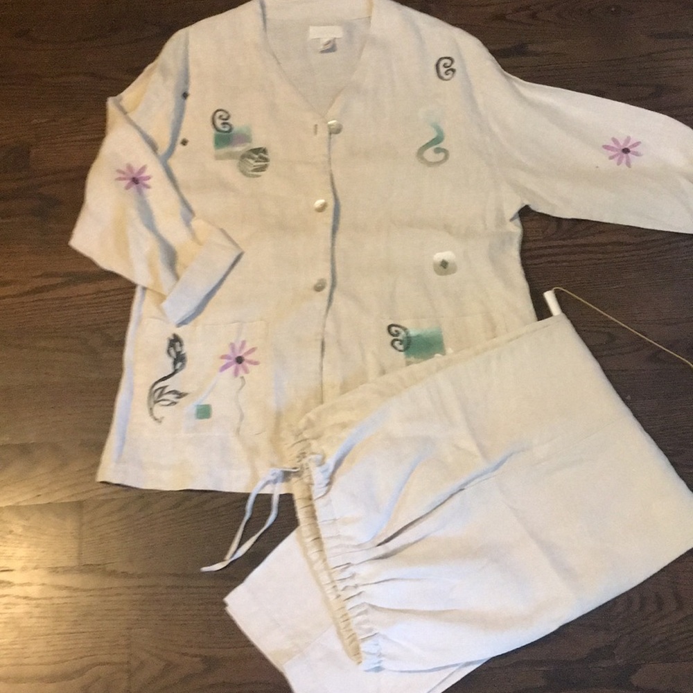 J JIll 2 piece linen set.